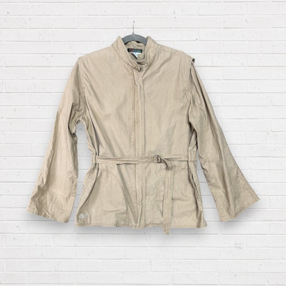 IZOD for Her LACOSTE Vintage 80s Tan Croc Preppy Lightweight Canvas Jacket M